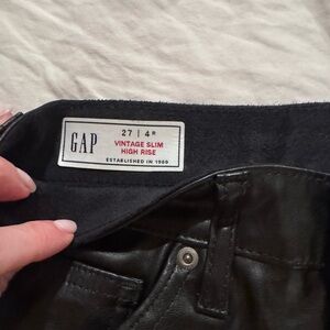 GAP Black Faux Leather High-Rise Pants